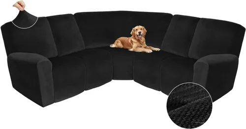 Vista 299 de Arfntevss Fundas de sofá seccional reclinable de terciopelo, Funda de sofá seccional de esquina para sofá reclinable, Funda elástica suave