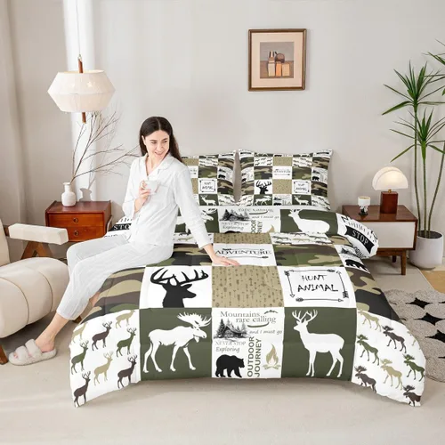 Vista 48 de Castle Fairy Juego de edredón con diseño de gato lindo para niños, tamaño twin, juego de ropa de cama con hojas de flores, luna, noche y cielo