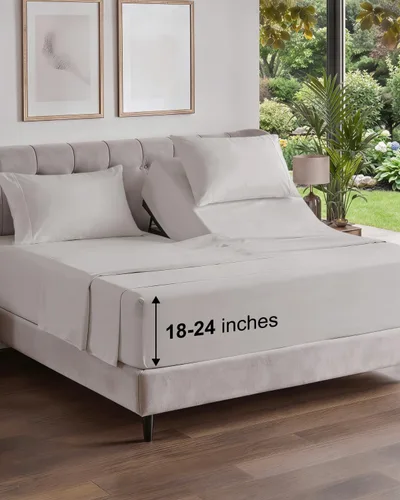 Vista 25 de Extra Deep Twin XL Sheet Set - 3 Piece College Dorm Room - White 01-Blanco
