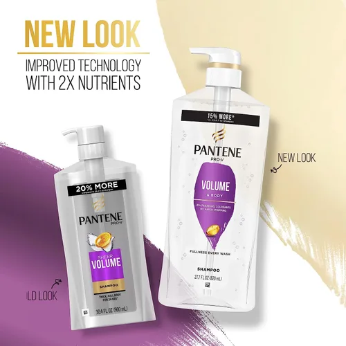 Vista 6 de Pantene Set de champú, acondicionador y tratamiento capilar, volumen y cuerpo para cabello fino, seguro para cabello teñido