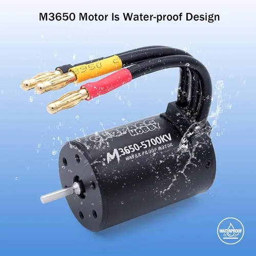 Vista 4 de SurpassHobby 3650 5700KV Motor sin escobillas de alta velocidad impermeable eje 0.125 in motor y para control remoto 1/0 coches camiones vehículos