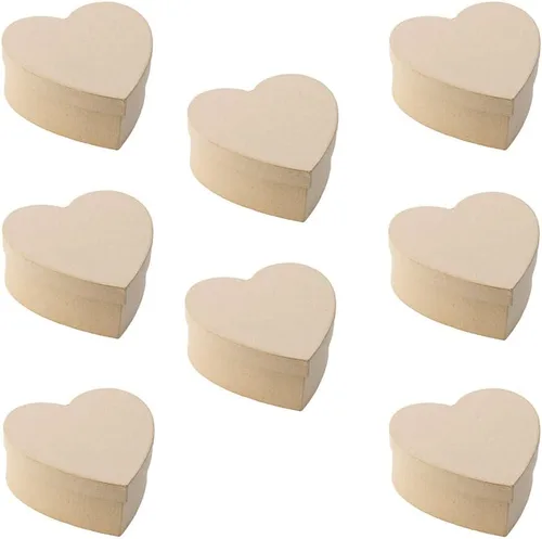 Vista 4 de 8 cajas de papel con forma de corazón – Cajas de regalo de papel kraft de 5 pulgadas con tapas Corazones