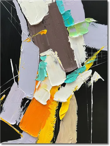 Vista 13 de Limiyer Arte pintado a mano moderno arte abstracto pintura al óleo blanco y marrón textura gruesa lienzo arte pintura al óleo sala de estar