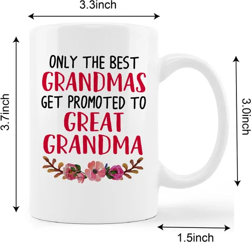 Vista 5 de Taza de cerámica con texto en inglés «Only The Best Grandmas Get Promoted to Great Grandma», taza de té con leche de 11 onzas, regalo de cumpleaños