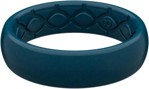 Vista 16 de Groove Life Anillo de silicona sólido y delgado - Anillos de boda de goma transpirables para mujeres, cobertura de por vida, diseño único, anillo