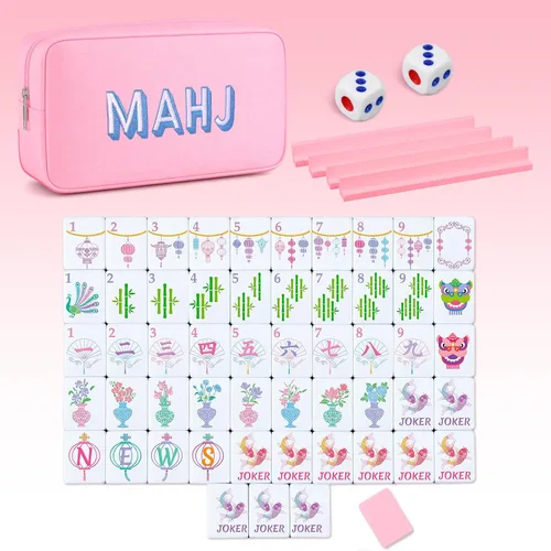 Vista 9 de Soulchen Mini juego de azulejos Mahjong americanos para viajes, viajes