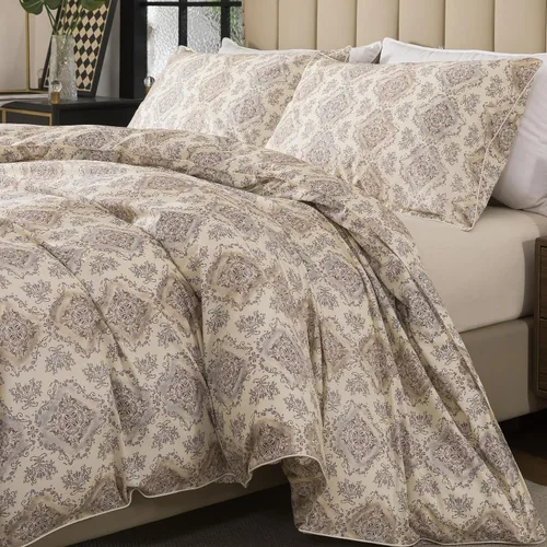 Vista 21 de Helthep Funda de Edredón Floral Tamaño Queen Full, Funda de Edredón de Algodón 100% Lavable Tamaño Full (80" x 90") con 2 Fundas de Almohada