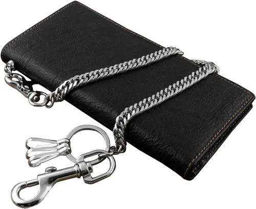 Vista 2 de Cartera larga de cuero para hombre con llavero