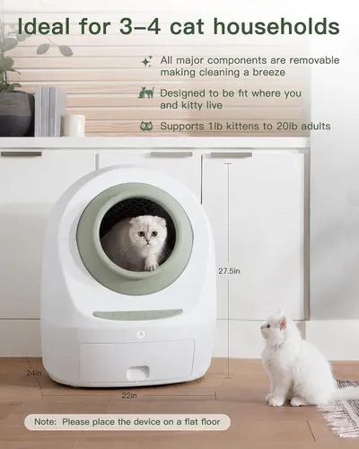 Vista 5 de Casa Leo Automatic Self-Cleaning Cat Litter Box Avocado Green