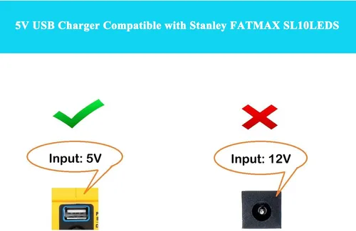 Vista 3 de Repuesto para cargador Stanley Fatmax compatible con Stanley SL10LEDS SL10LEDSL 5V linterna cable de alimentación