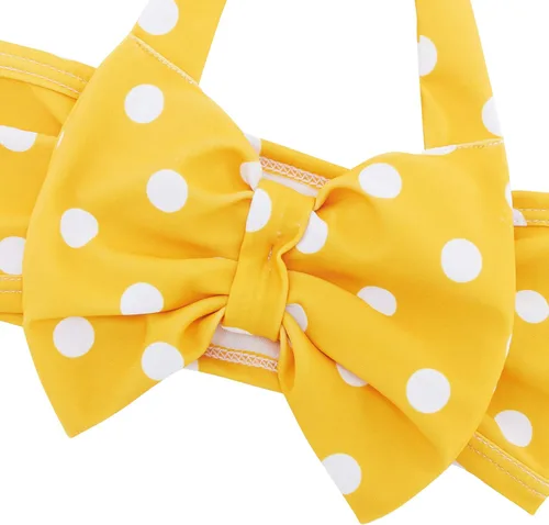 Vista 3 de Ahegao Traje de baño de 2 piezas para niñas y bebés, parte superior de tubo halter, parte inferior floral, con lazo, traje de baño para playa, traje