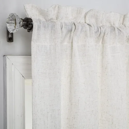 Vista 5 de Easy Home Cenefas bohemias con borlas para ventanas pequeñas, de lino sintético, con textura, cortinas modernas de granja, decoración bohemia