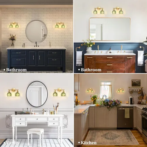 Vista 219 de Shenmoyl Lámparas de baño, lámpara de pared de 2 luces para tocador sobre espejo con pantalla de vidrio tulipán blanco para dormitorio, sala