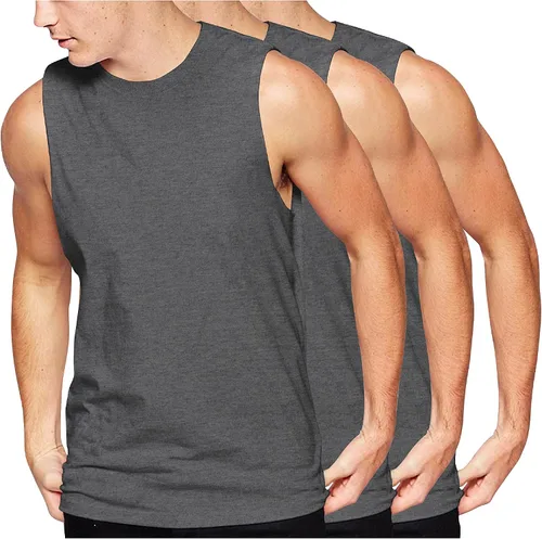 Vista 9 de Hat and Beyond Mens Active Muscle Tank Top Athletic Boxing Gym Workout Shirts 1TA01_negro