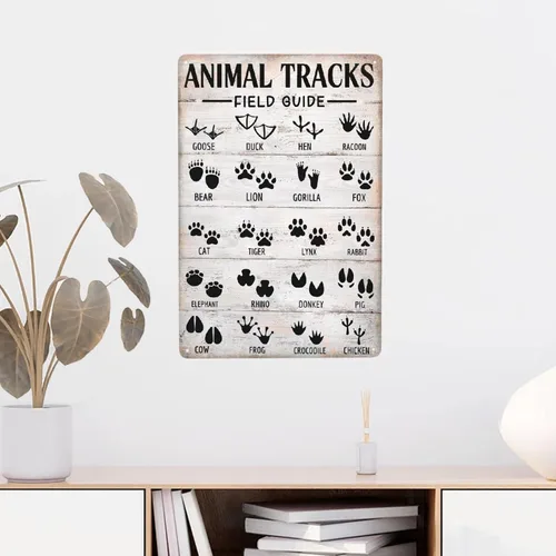 Vista 6 de HORSESBLANKET Cartel de metal de aluminio vintage con huellas de animales, letrero de metal para cafetería, hogar, retro, club, bar, baño, póster
