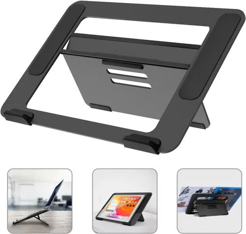 Vista 2 de Avantree YS104 - Soporte de refrigeración ajustable de aluminio para computadora portátil, soporte portátil para iPad, tableta y libro, elevador