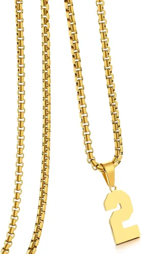 Vista 159 de Collar de Número Dorado para Hombre, Cadena de Acero Inoxidable con Colgante de Número para Atletas, Joyería Deportiva Personalizada para Niños