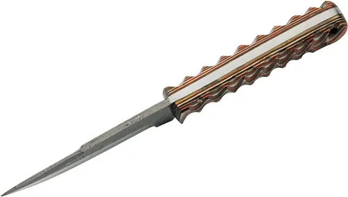 Vista 5 de Szco Supplies Cuchillo de caza exótico de madera torcida naranja de 8 pulgadas con funda