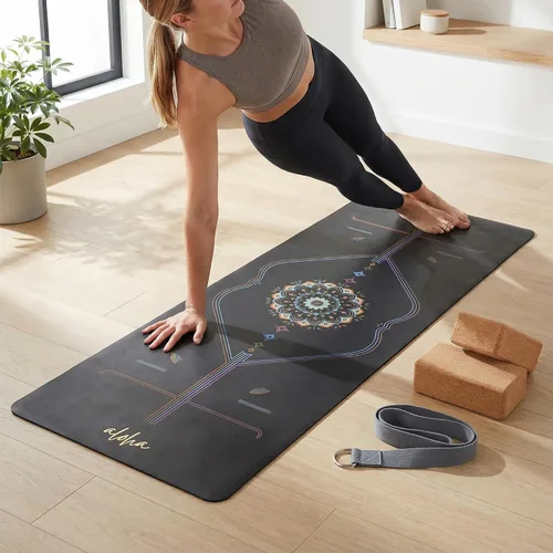 Vista 8 de Aloha Bliss - Tapete de yoga – Goma natural antideslizante, ecológica y resistente al sudor, alfombrilla de entrenamiento gruesa, 72 x 27 pulgadas