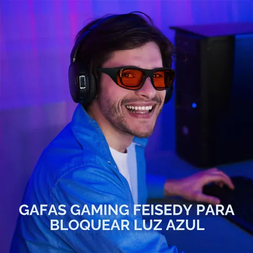 Vista 2 de FEISEDY Fitover B1228 - Lentes de luz azul para juegos de computadora para dormir mejor, antirreflejos