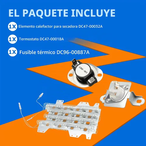 Vista 4 de DC93-00154A - Conjunto de elemento calefactor de secadora – Reemplazo de calentador de conducto de 3 cables para SAMSUNG, compatible con DC47-00032A