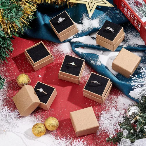 Vista 2 de PH PandaHall Paquete de 48 cajas de regalo para anillos, cajas de regalo de joyería de 1.5 x 1.5 x 1.1 pulgadas, caja de joyería cuadrada de cartón