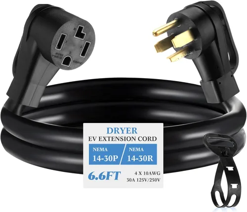 Vista 12 de Kanayu Cable de extensión NEMA 10-30p/r para secadora de 3 clavijas de 6.6 Negro