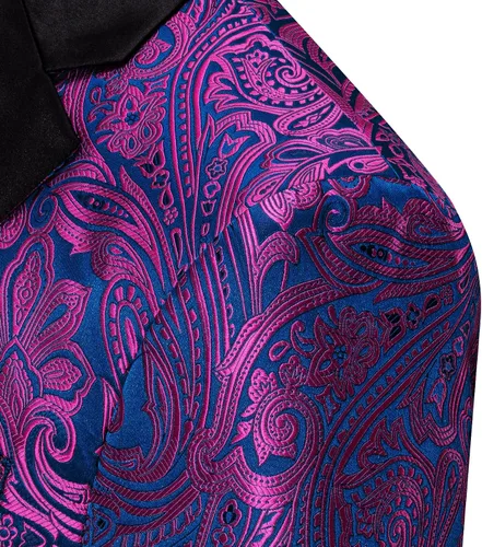 Vista 5 de Barry.Wang Blazer para hombre, abrigo deportivo de cachemira, chaqueta de traje ligero, esmoquin regular, flores, Mardi Gras, regalo de carnaval