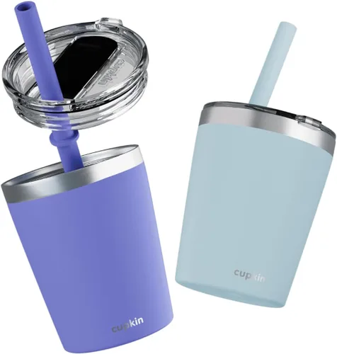 Vista 38 de CUPKIN - Taza apilable de acero inoxidable para niños, taza para batidos, tazas aisladas con recubrimiento en polvo, tapa libre de BPA y pajilla