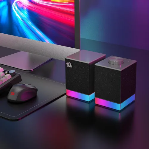 Vista 8 de Redragon GS517 RGB - Altavoz para juegos de PC, BT 5.3 y conectividad dual USB 2.0 Stereo Enhanced Sound Desktop Computer Speaker, 8 RGB Lighting