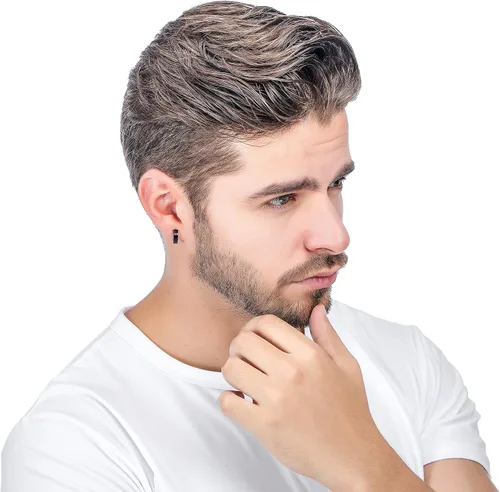 Vista 7 de Jstyle Pendientes de aro pequeños únicos de acero inoxidable para hombre, 1 par
