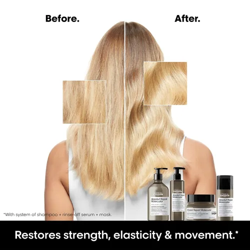 Vista 2 de L'Oréal Professionnel Paris Absolut Repair Molecular Hair Care Set - Champú sin sulfato, suero de enjuague y máscara sin enjuague para cabello