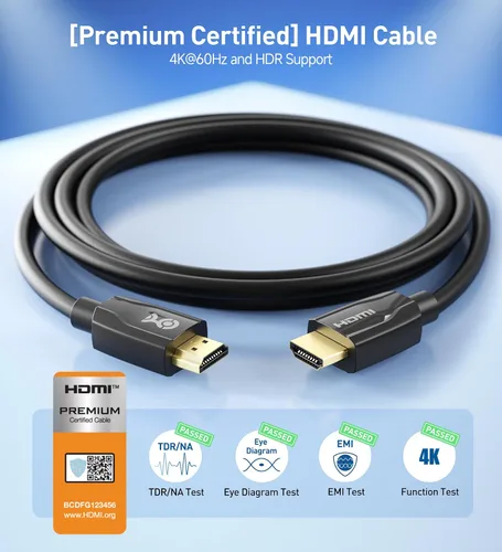 Vista 2 de Cable Matters [Certificado premium] Cable HDMI de 10 pies (cable HDMI premium) con 4K @60Hz y soporte HDR en negro 4K@60Hz, HDR10, 18Gbps, HDMI