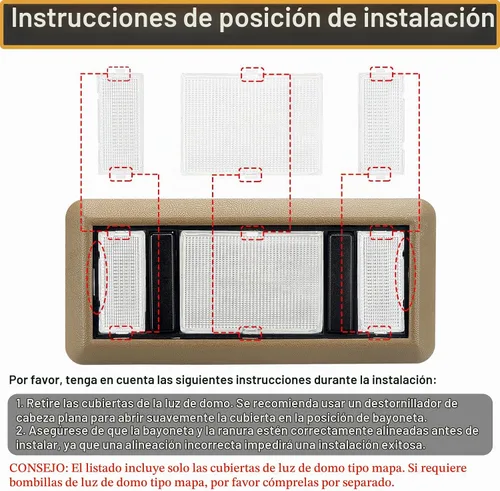 Vista 2 de Cubiertas de luz de cúpula de mapa para techo interior, repuesto de lente transparente compatible con K1500 K2500 C1500 C2500 1988-2000, Chevy