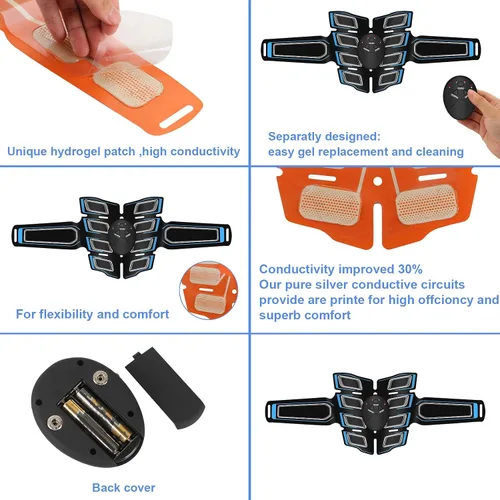 Vista 3 de Estimulador muscular EMS Tónico muscular Cinturón de tonificación abdominal Entrenador muscular corporal Entrenador abdominal Cinturón de tóner
