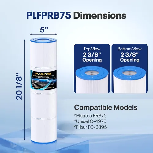 Vista 2 de POOLPURE Filtro de spa PRB75 reemplaza a Rainbow RTL-75, productos moldeados personalizados 25390, Pleatco PRB75, Unicel C-4975, Pentair R173435