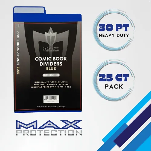 Vista 2 de Max Protection Separadores de cómics con pestañas, calidad de archivo de plástico de 30 puntos para almacenamiento de cómics, pestañas de índice