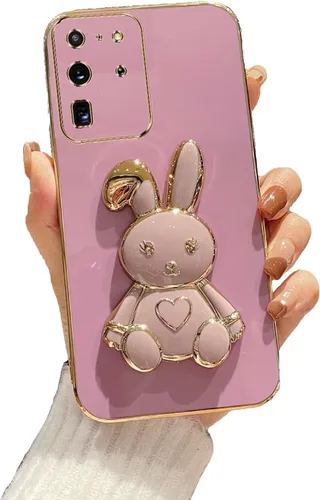 Vista 73 de Funda con soporte de conejo de corazón para Samsung Galaxy A10, cubierta protectora de TPU suave galvanizada a prueba de golpes con bonito soporte