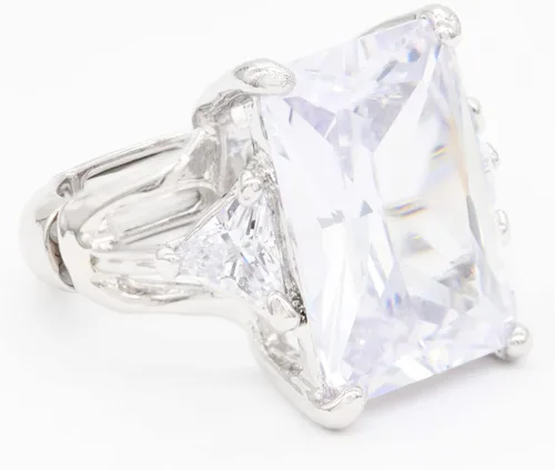 Vista 6 de Lavencious Anillos grandes y radiantes con piedras CZ elásticas para mujer, talla 7-9