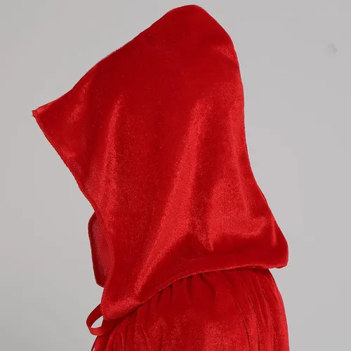 Vista 4 de Capa de terciopelo para niños con capucha, capa de disfraz para niños, capa de disfraz de Halloween, Navidad, Renacimiento