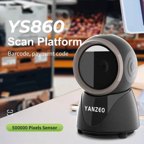 Vista 2 de YANZEO Escáner de código de barras YS860 2D/1D lector de código de barras de escritorio manos libres QR Escáner de código de barras Plug and Play