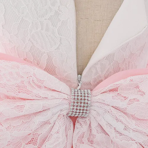 Vista 4 de Vestido de novia de princesa de tul para niña de 0 a 24 meses, con lazo, bordado de encaje