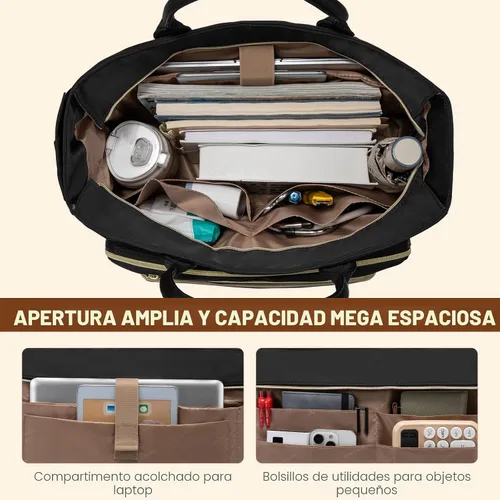 Vista 6 de LOVEVOOK Bolsa Tote para Maestras para Mujeres Trabajo, Bolsa para Laptop Bolsa Tote de Trabajo Bolsas de Enfermera Con Portavasos Grande, Maletín