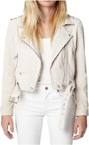 Vista 7 de [BLANKNYC] Ropa de lujo para mujeres, chaquetas de motocicleta de cuero de gamuza recortadas, abrigos cómodos y elegantes Blondie