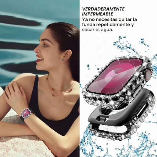 Vista 7 de Surace Funda impermeable 2 en 1 para Apple Watch Series 6, 5, 4, SE de Impermeable-negro