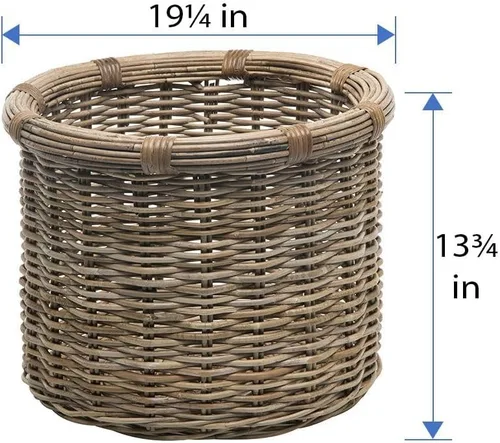 Vista 4 de KOUBOO Rattan Kobo - Cesta redonda para troncos y almacenamiento, gris-marrón