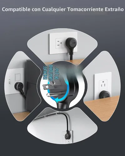 Vista 3 de TROND - Alargador de corriente con enchufe plano giratorio 360°, protector contra sobretensiones, 13 tomas amplias con 3 puertos USB C, 4000 J