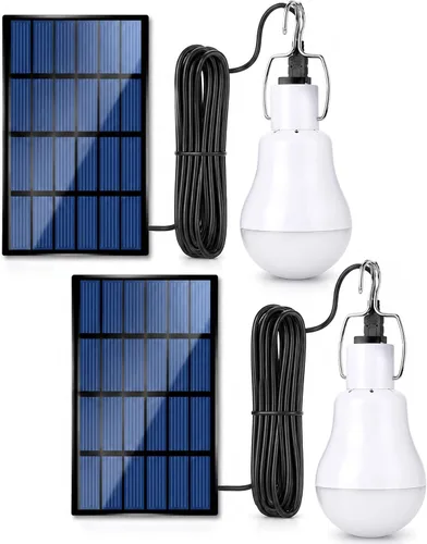 Vista 10 de Luz de gallinero con temporizador, bombillas solares recargables del anochecer al amanecer para interiores y el hogar, lámparas de campamento al