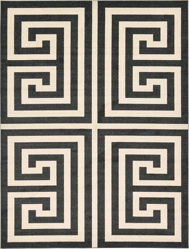Vista 9 de Unique Loom Athens Collection - Alfombra clásica geométrica moderna con diseño de bordes, 3 pies 3 pulgadas x 5 pies 3 pulgadas, negro/beige negro