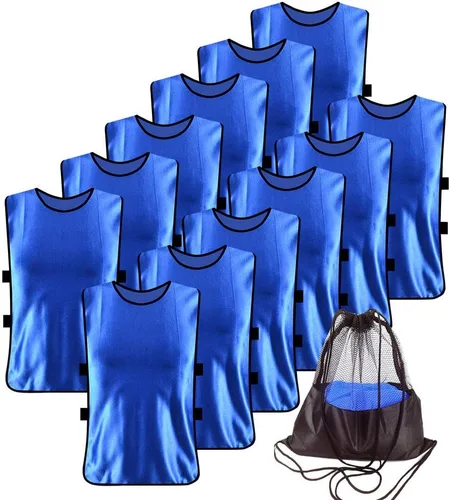 Vista 10 de Paquete de 12 Pinnies para entrenamiento de fútbol para adultos y jóvenes Pennies for Sports Youth con correas elásticas para practicar actividad